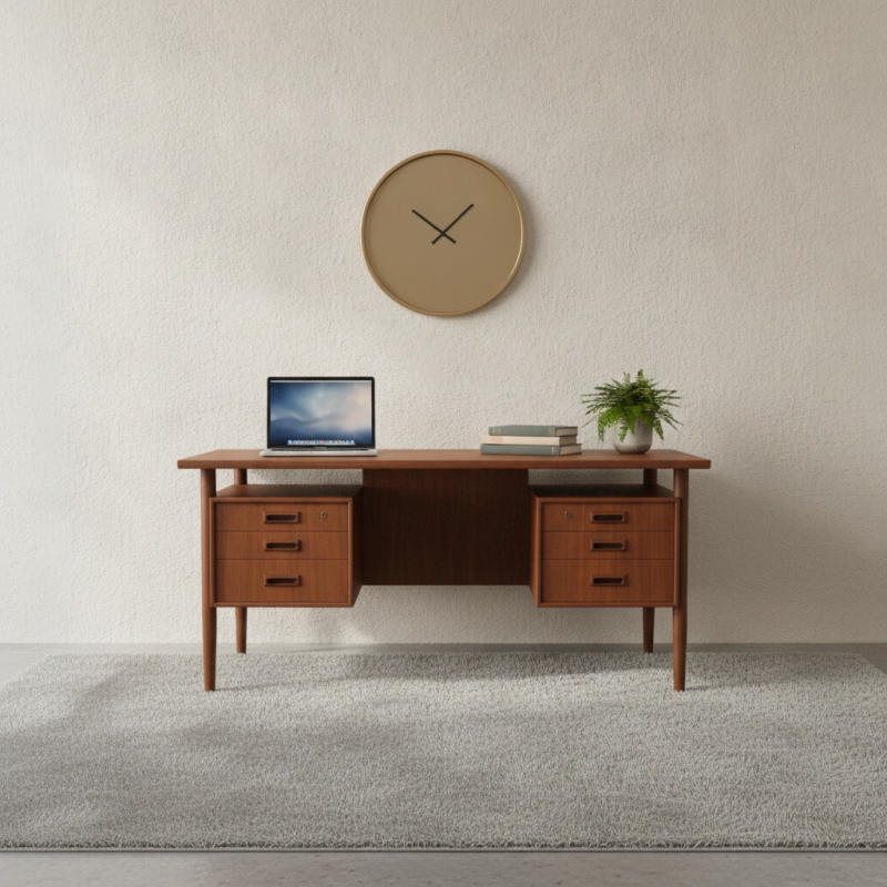 Biurko tekowe, proj. A. Vodder, dla Sibast, duńskie, teak, Dania, danish design, lata 60.